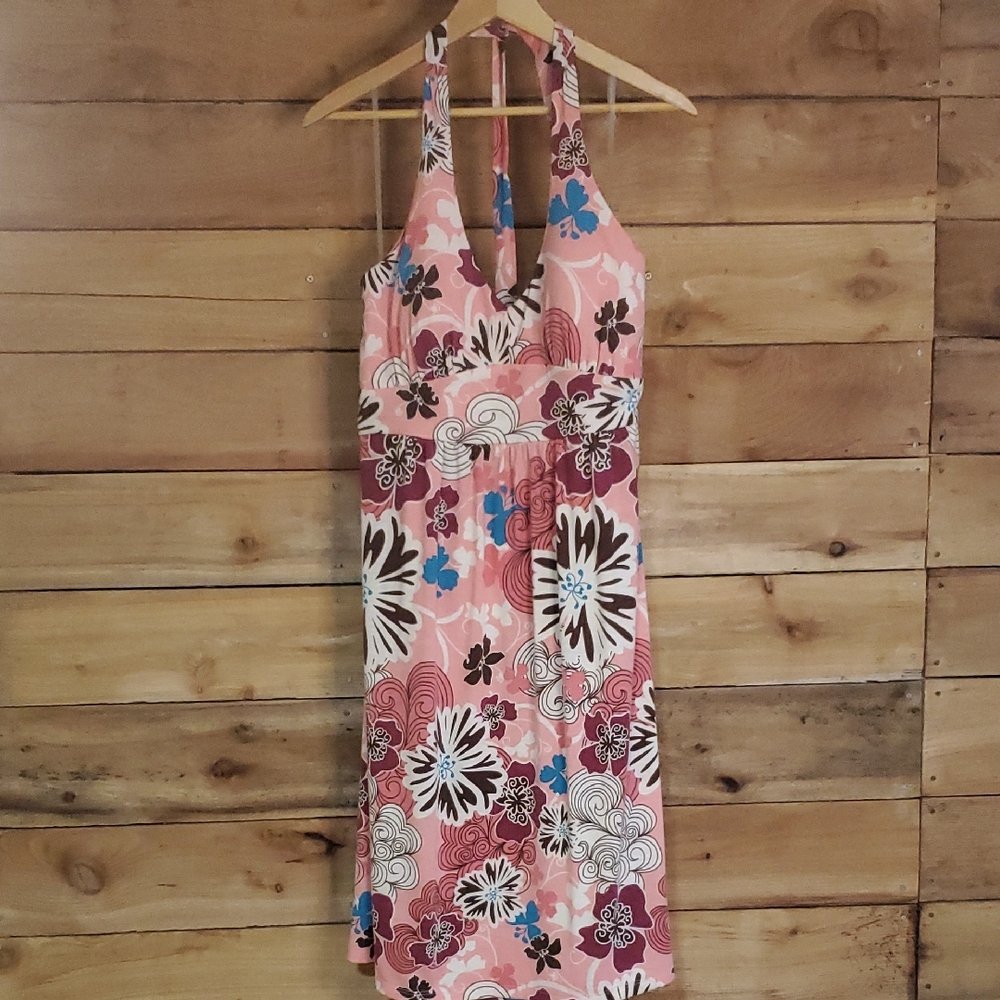 Faded Glory Pink Floral Backless Dress